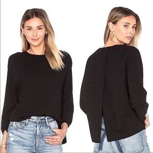 Vince Womens Top Split Back Crepe Boxy Top Black Minimalist Relaxed Size 10